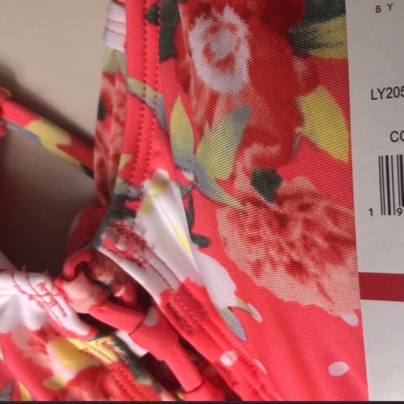 LAUNDRY BY DESIGN one piece Bright Coral Lace Up Swimsuit XS - Picture 7 of 16